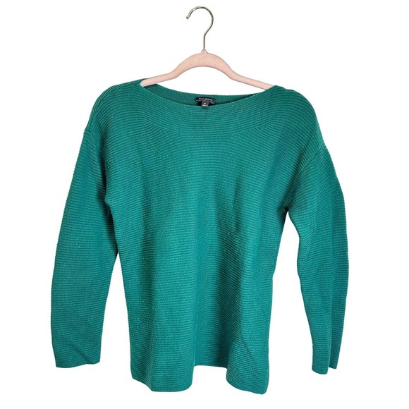 Talbots Boatneck Sweatshirt Long Sleeve Knit Women’s M Green‎ Lambswool Blend - Picture 1 of 7